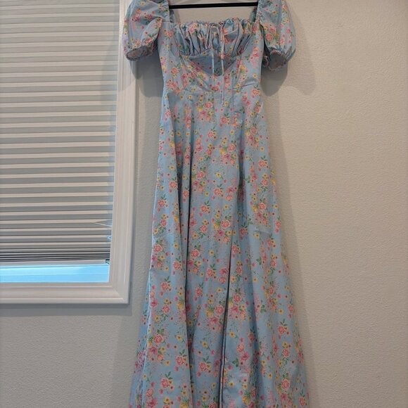 NEW House of CB Tallulah Blue Floral Midi Dress XS - NWOT - Picture 5 of 6